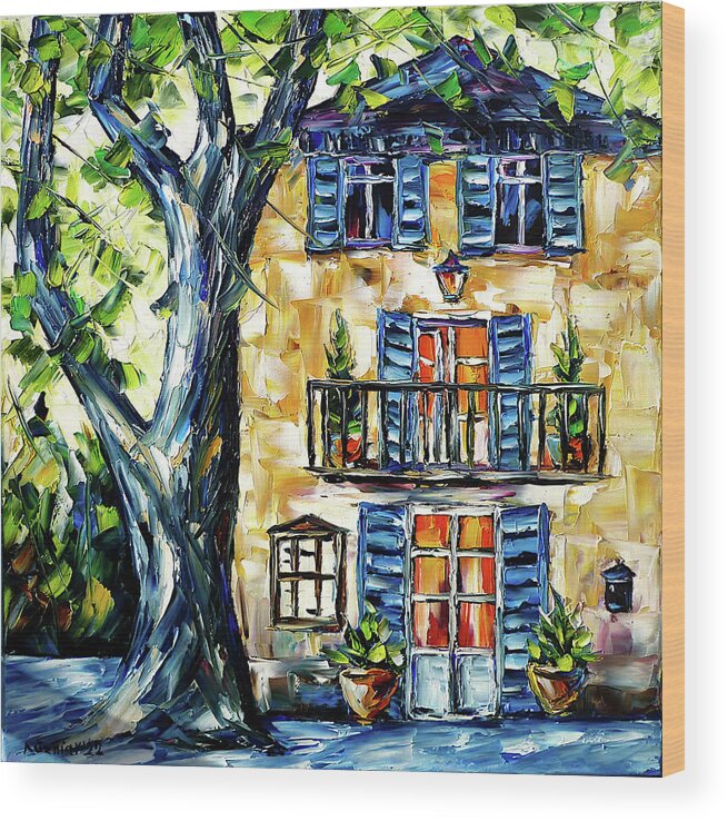 Provence Idyll Wood Print featuring the painting The House In Provence by Mirek Kuzniar