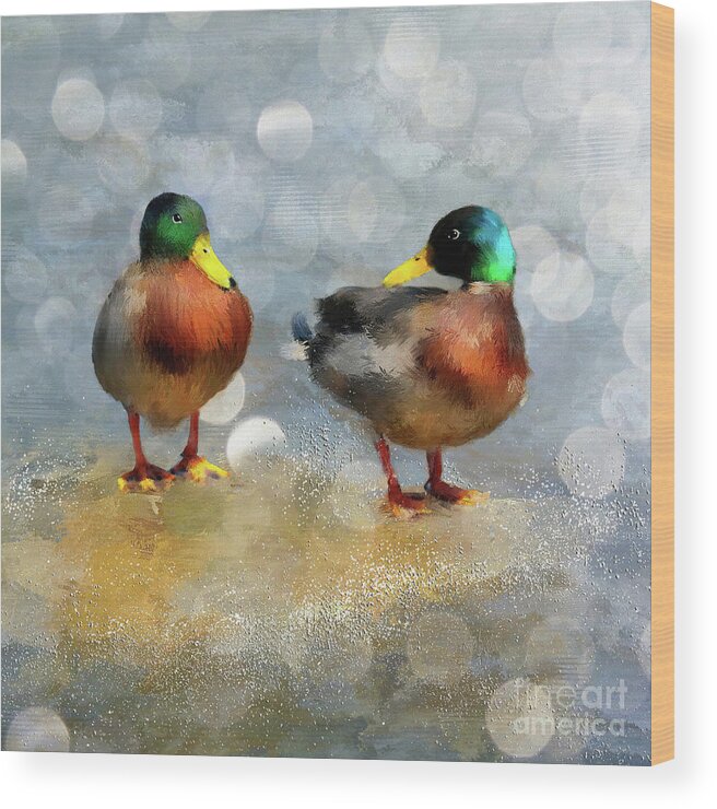 Duck Wood Print featuring the digital art The Introducktion by Lois Bryan