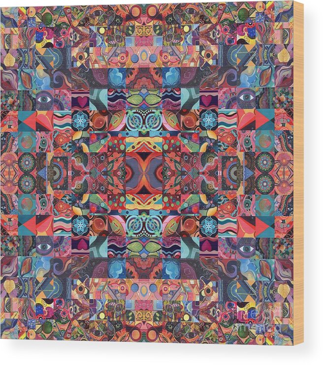 The Joy Of Design 64 Quadrupled 3 By Helena Tiainen Wood Print featuring the digital art The Joy of Design 64 Quadrupled 3 by Helena Tiainen