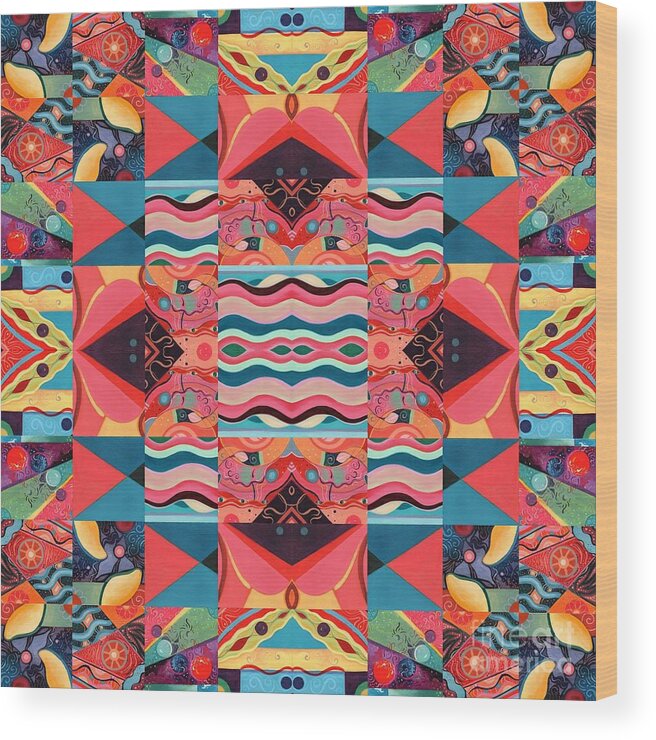 The Joy Of Design Mandala Series Puzzle 8 Arrangement 6 By Helena Tiainen Wood Print featuring the painting The Joy of Design Mandala Series Puzzle 8 Arrangement 6 by Helena Tiainen