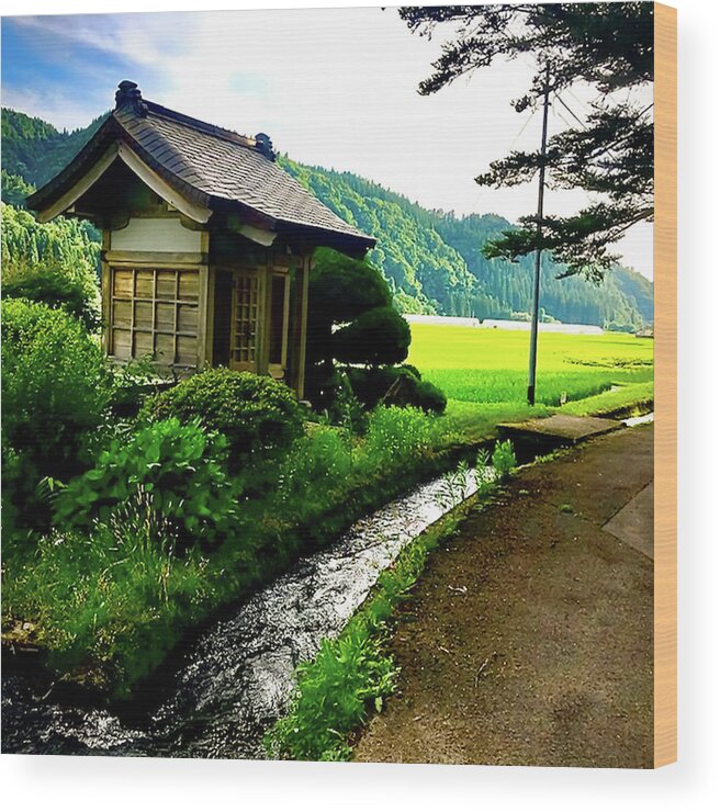 Mountains Wood Print featuring the photograph The little shrine by the brook by Tim Ernst