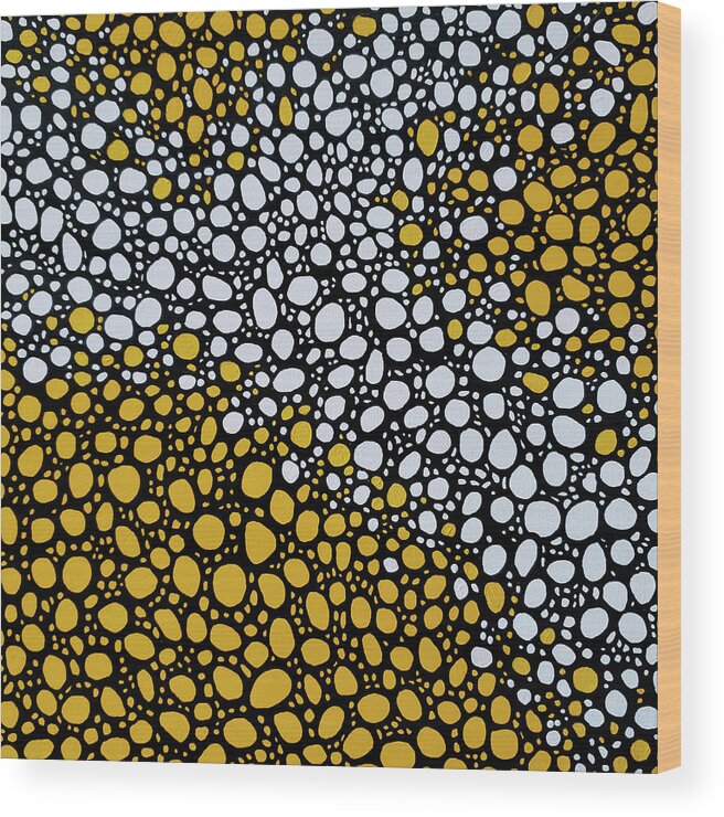 Yellow And Black Wood Print featuring the painting THE PATH OF LEAST RESISTANCE Black White Yellow Abstract by Lynnie Lang