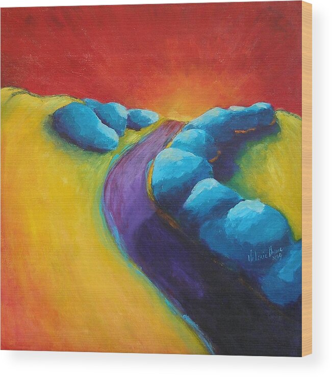 Abstract Wood Print featuring the painting The Path by Valerie Greene