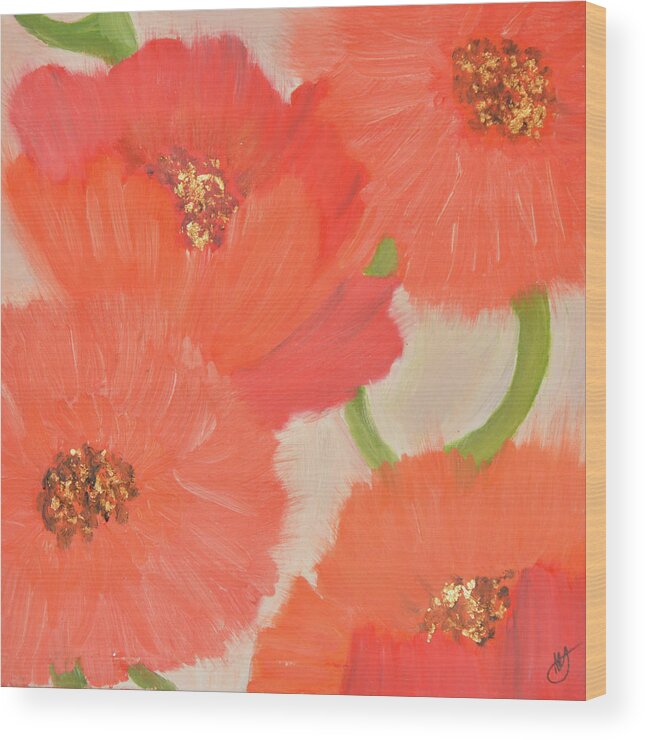 Flowers Wood Print featuring the painting The Red Flowers by Anita Hummel
