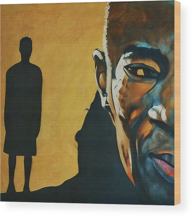 Man Wood Print featuring the digital art The shadow that haunts you by Jan Keteleer
