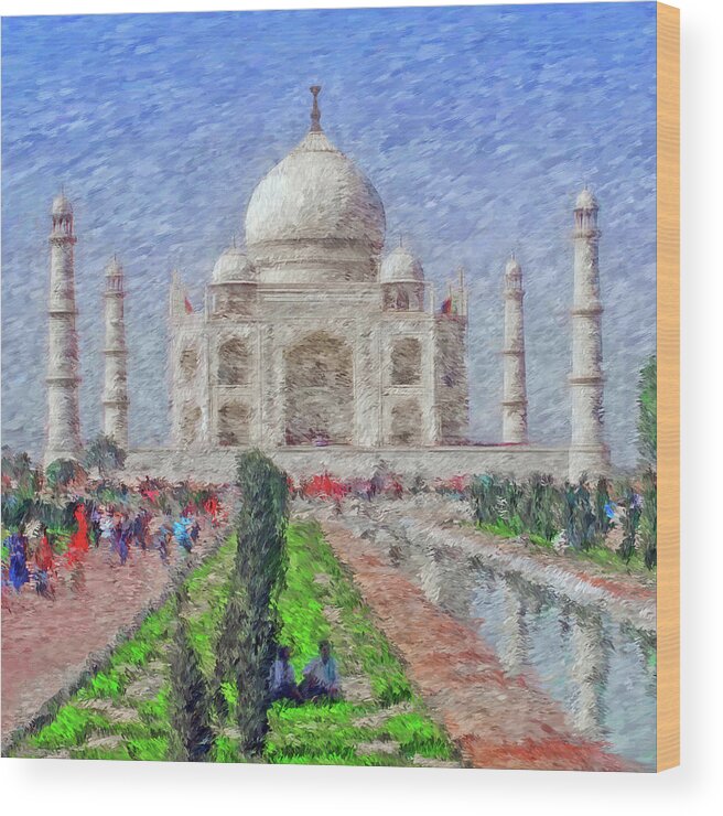 Taj Mahal Wood Print featuring the digital art The Taj Mahal - Impressionist Style by Digital Photographic Arts