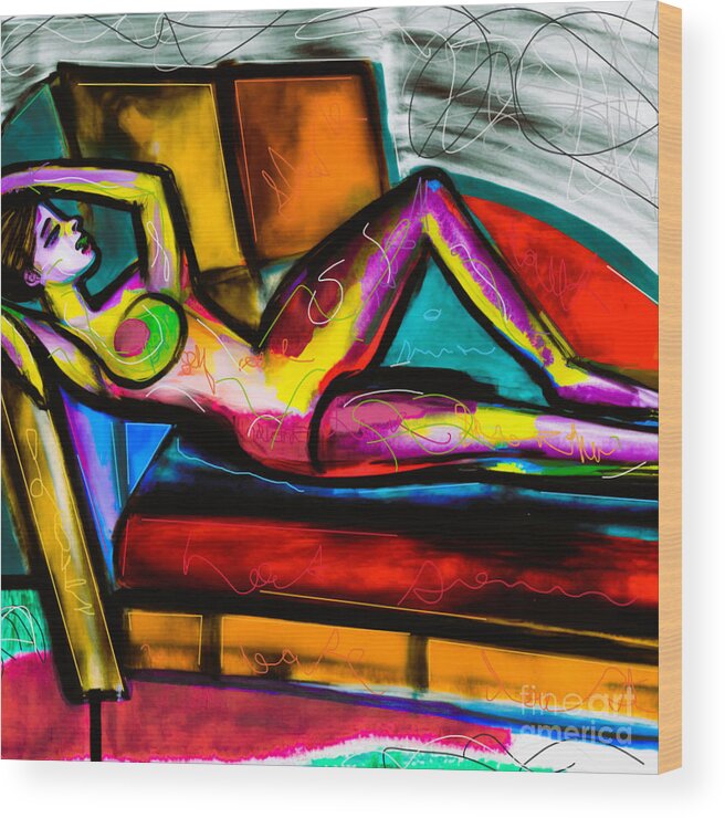 Art Therapy Wood Print featuring the digital art The Therapist Couch Art Print by Crystal Stagg