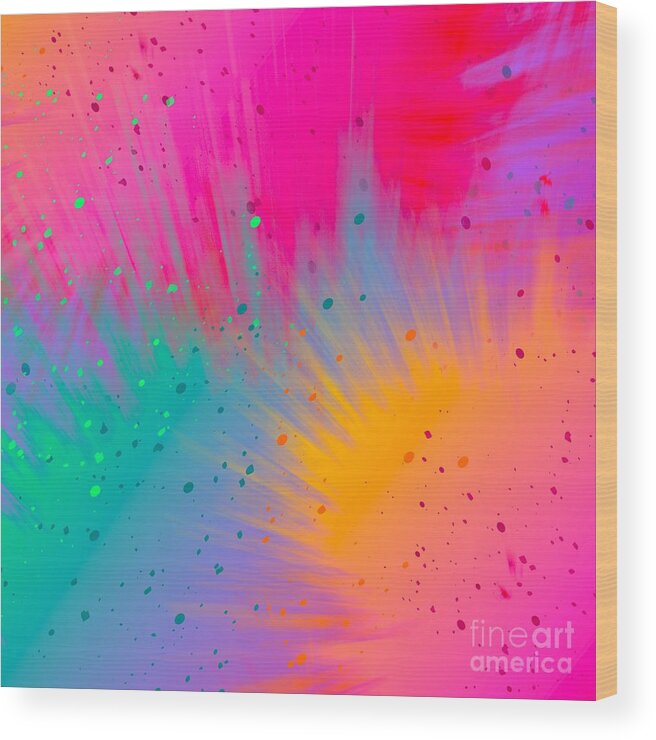 Colorful Wood Print featuring the digital art Tiara - Artistic Colorful Abstract Carnival Splatter Watercolor Digital Art by Sambel Pedes