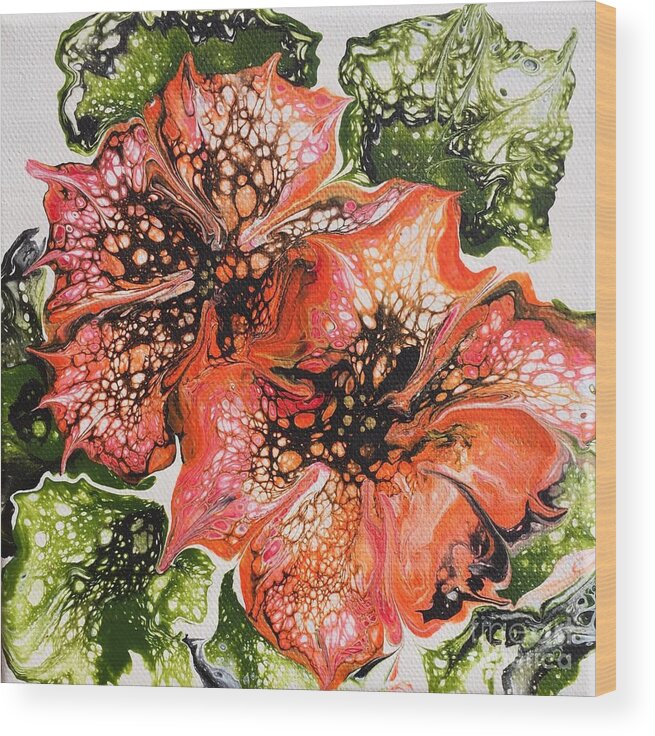 Floral Wood Print featuring the painting Tiger Lilies 2 by Celeste Drewien