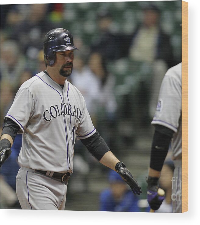 People Wood Print featuring the photograph Todd Helton and Michael Cuddyer by Mike Mcginnis