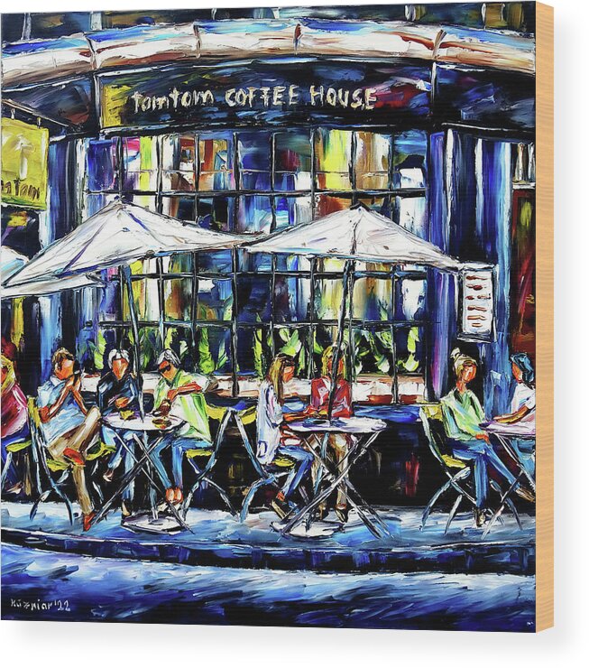 London Cafe Wood Print featuring the painting Tomtom Coffee House, London by Mirek Kuzniar