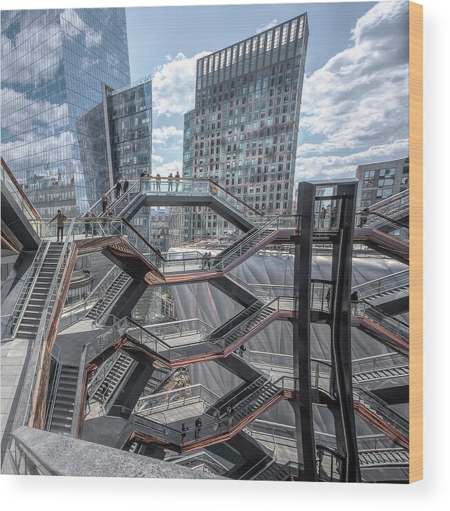 The Vessel Wood Print featuring the photograph Top of The Vessel - NYC by Sylvia Goldkranz