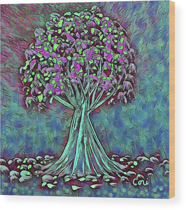 Tree Wood Print featuring the painting Tree 604 by Corinne Carroll
