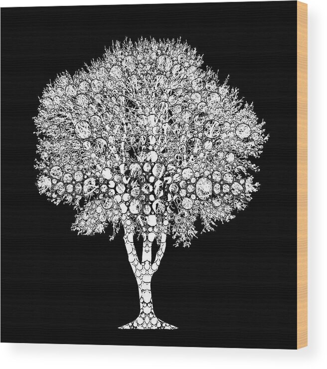 Tree Wood Print featuring the digital art Tree Silhouette Design 202 by Lucie Dumas