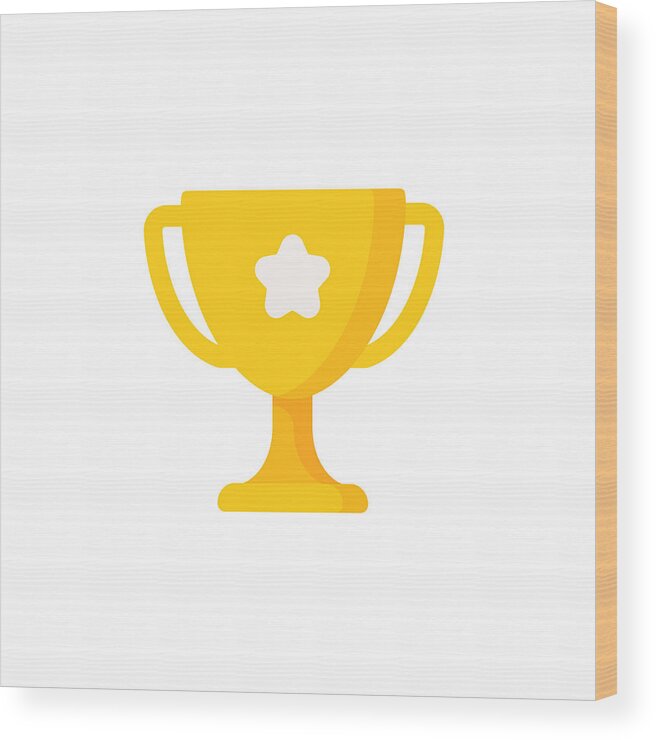 Championship Wood Print featuring the drawing Trophy Flat Icon. Pixel Perfect. For Mobile and Web. by Rambo182