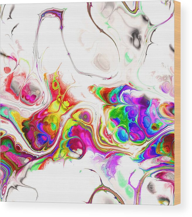 Colorful Wood Print featuring the digital art Tukiyem - Funky Artistic Colorful Abstract Marble Fluid Digital Art by Sambel Pedes