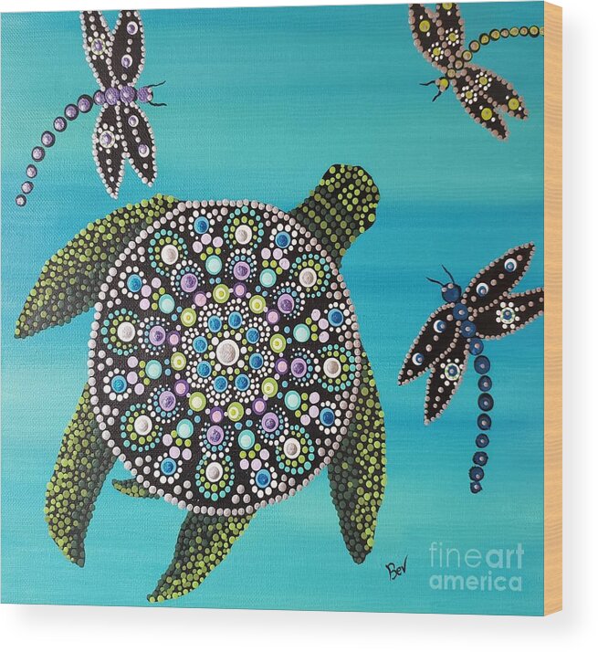 Turtle Dot Art Wood Print by Beverly Livingstone - Pixels