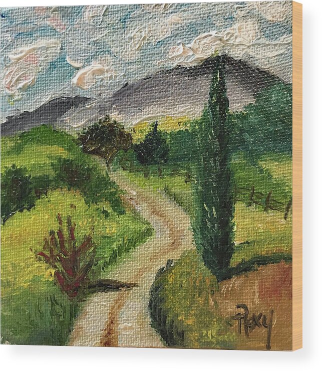 Tuscany Wood Print featuring the painting Tuscan Winding Road by Roxy Rich