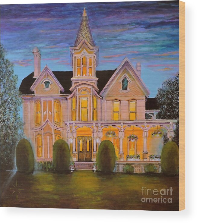 House Wood Print featuring the painting Twilight in Troy by Jodie Marie Anne Richardson Traugott     aka jm-ART