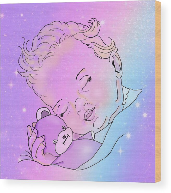 Baby Wood Print featuring the digital art Twinkle, Twinkle Little Dreams by Kelly Mills