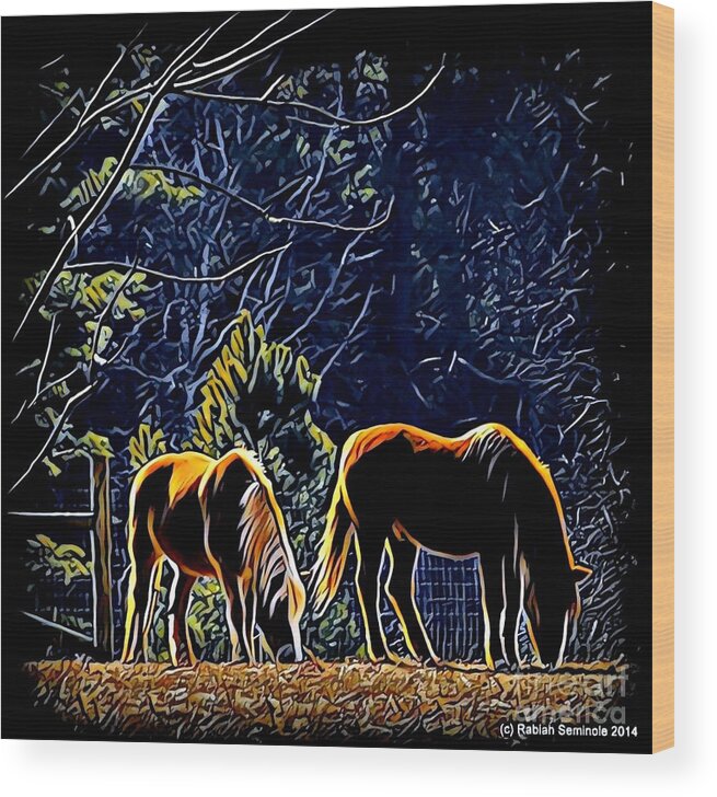 Horses Wood Print featuring the photograph Two old men by Rabiah Seminole