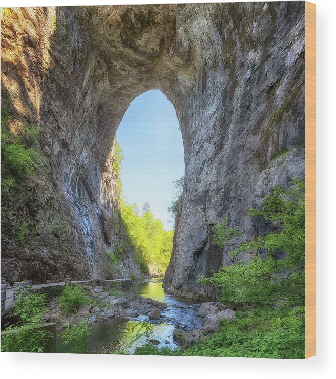 Natural Bridge Wood Print featuring the photograph Under the Natural Bridge by Susan Rissi Tregoning