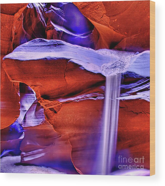 Upper Antelope Slot Canyon Wood Print featuring the photograph Upper Antelope Canyon Dirt Slide by Tom Watkins PVminer pixs