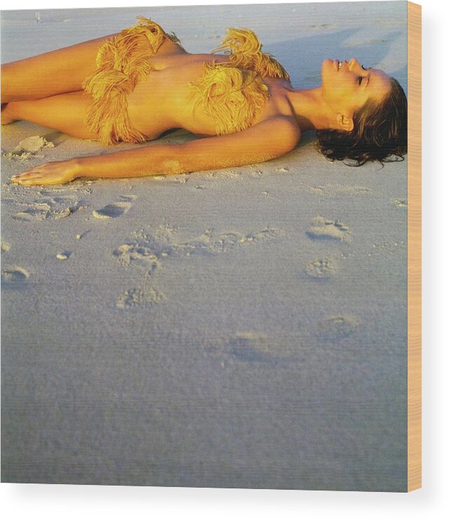 Sport Wood Print featuring the photograph Veruschka in a Feathered Bikini by Franco Rubartelli