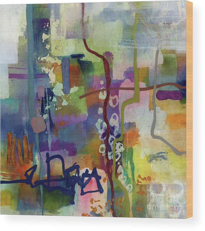 Abstract Wood Print featuring the painting Vintage Atelier 2 - Magenta by Hailey E Herrera