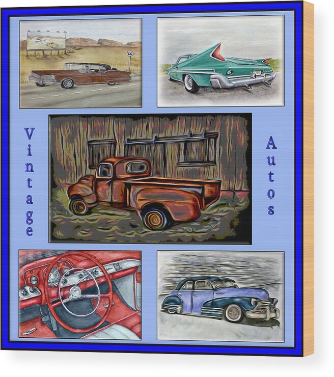 Chevy Wood Print featuring the digital art Vintage Auto Poster by Ronald Mills