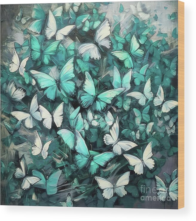 Butterflies Wood Print featuring the painting Visions Of Butterflies by Tina LeCour