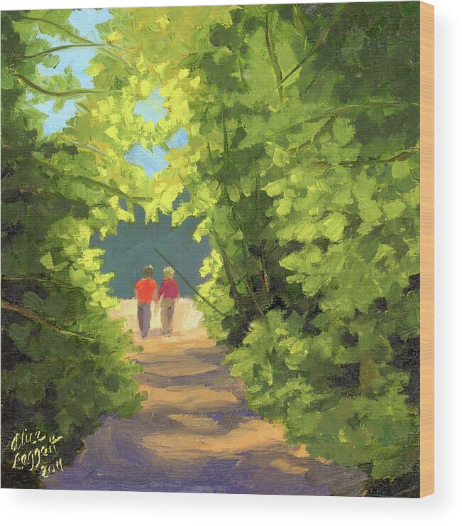 Landscape Wood Print featuring the painting Walk With Me by Alice Leggett