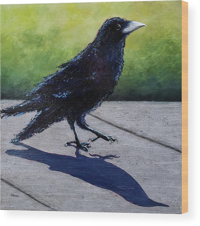 Crow Wood Print featuring the painting Walkin' on Sunshine by Cindy Johnston