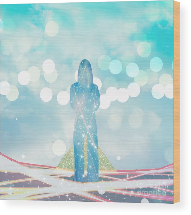 Light Wood Print featuring the digital art Walking In Faith by Diamante Lavendar