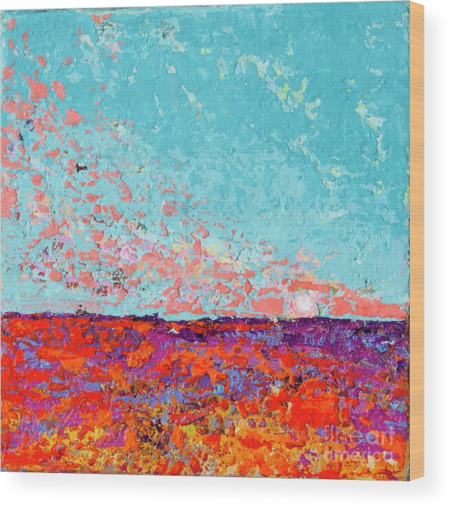 Summer Scene Wood Print featuring the painting Warm Day in a Bed of Blooms Painting by Patricia Awapara