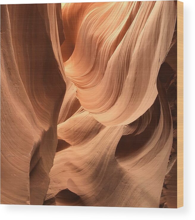 Antelope Canyon Beautiful Rock Patterns Slot Canyon Rock Patterns Formed By Water Wood Print featuring the photograph Water and Rock Art by Dorsey Northrup