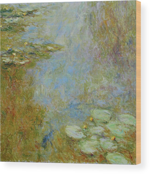 Waterlelies Wood Print featuring the painting Water Lilies - color the abstraction of light -2 - by Pierre Dijk