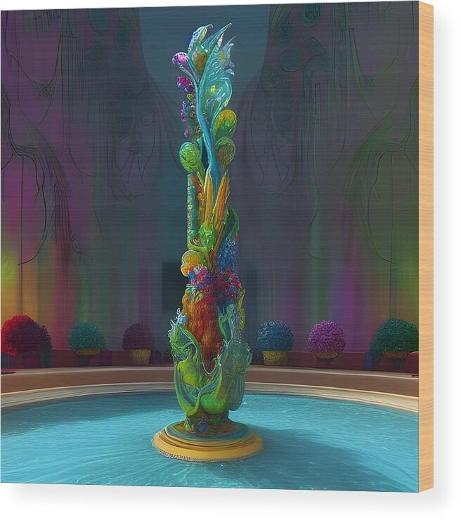 Digital Wood Print featuring the digital art Water Sculpture II by Beverly Read