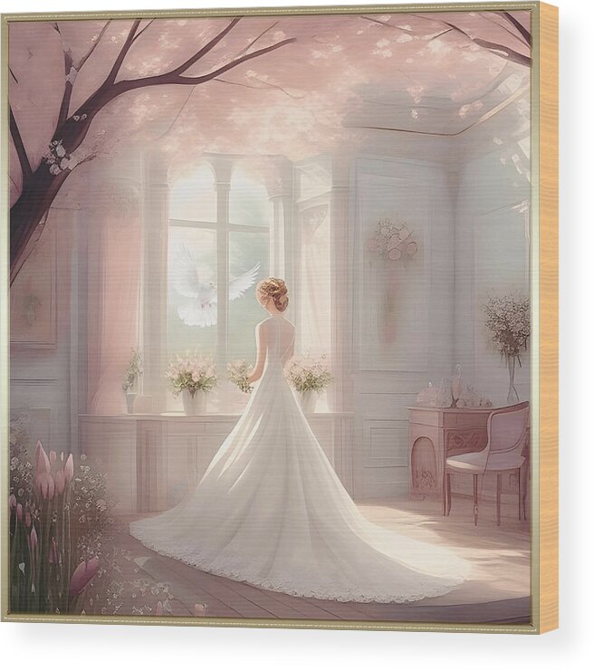 Woman Wood Print featuring the digital art Wedding Day suite by Harald Dastis