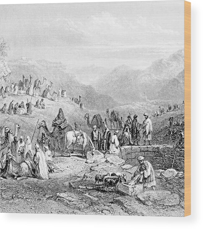 William Henry Bartlett Wood Print featuring the photograph Well Near Emmaus in 1847 by Munir Alawi