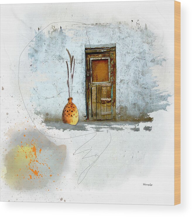 Old Wood Print featuring the mixed media What Lies Behind this Locked Door? by Moira Law