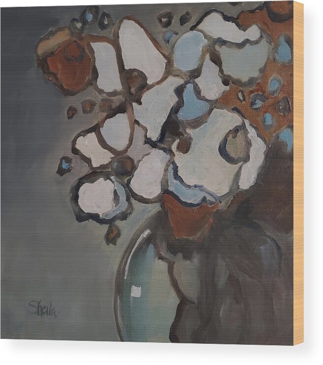 Still Life Wood Print featuring the painting White Bouquet by Sheila Romard