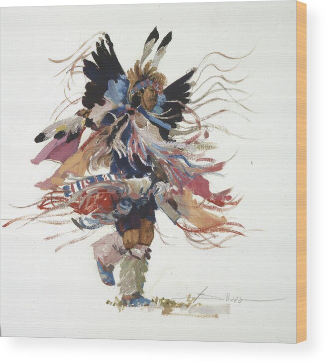 Native Dancer Wood Print featuring the painting Wind Dancer II by Elizabeth J Billups