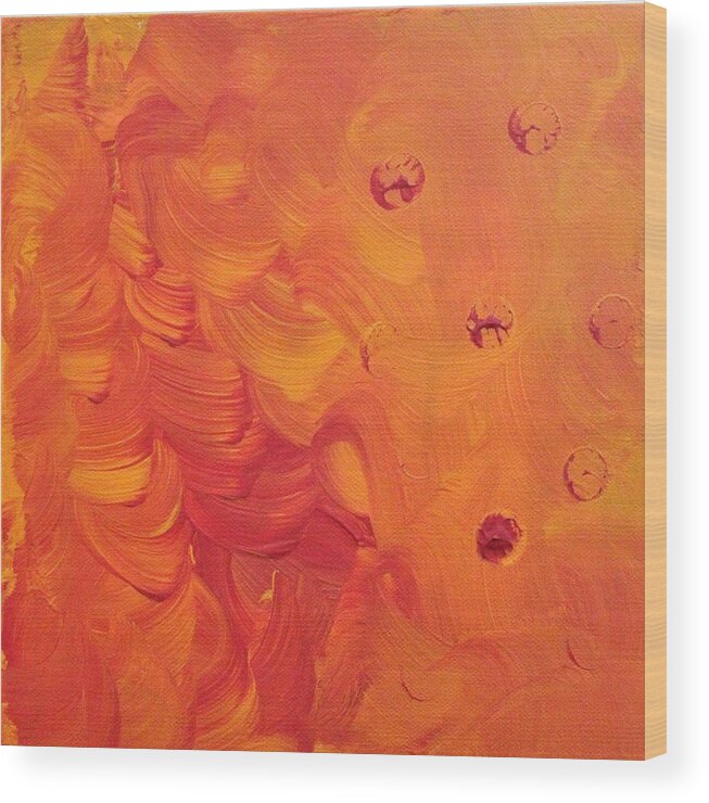 Orange Wood Print featuring the painting Wind in Her Hair by Pam O'Mara