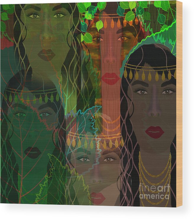 Woman Wood Print featuring the mixed media Windows Of Woman by Diamante Lavendar