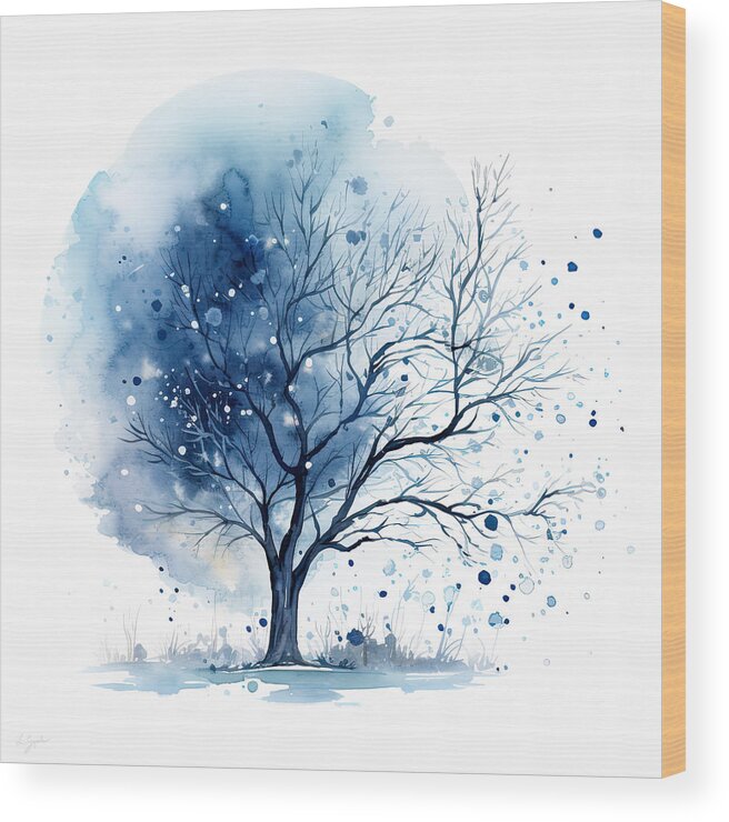 Four Seasons Wood Print featuring the painting Winter- Four Seasons Painting by Lourry Legarde