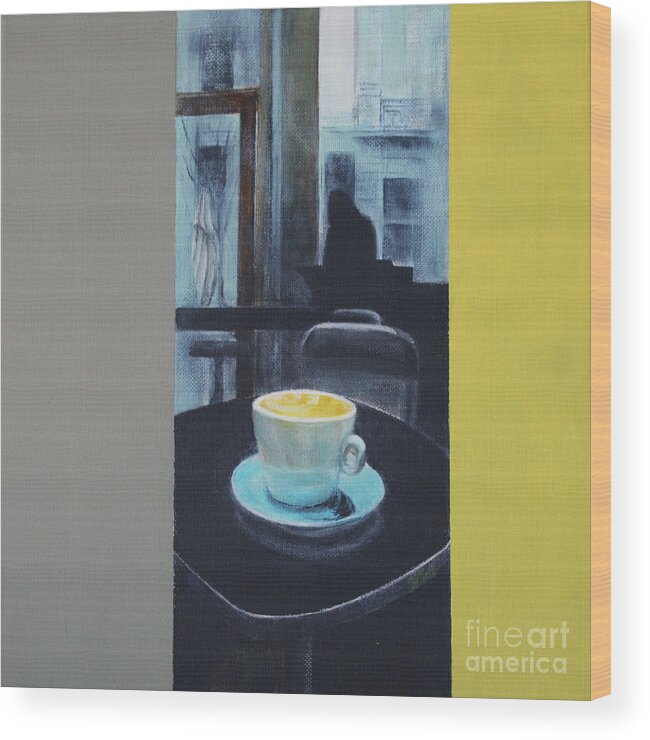 Coffee Art Wood Print featuring the painting Winter Morning Cuppa by Jane See