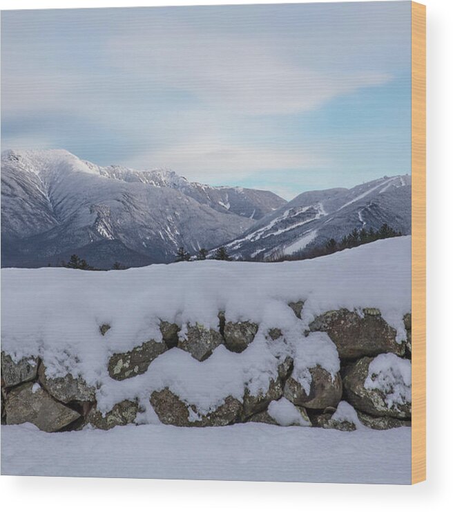 Winter Wood Print featuring the photograph Winter Stone Wall Sugar Hill View by Chris Whiton