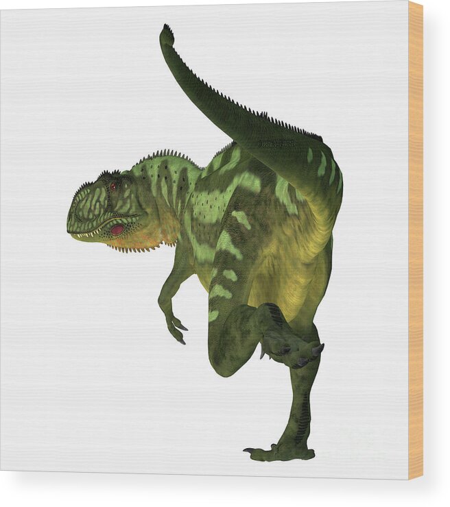 Yangchuanosaurus Wood Print featuring the digital art Yangchuanosaurus Dinosaur Tail by Corey Ford