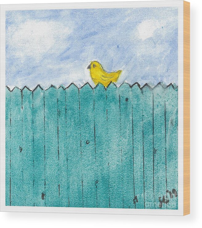 Water Wood Print featuring the painting Yellow Bird by Loretta Coca